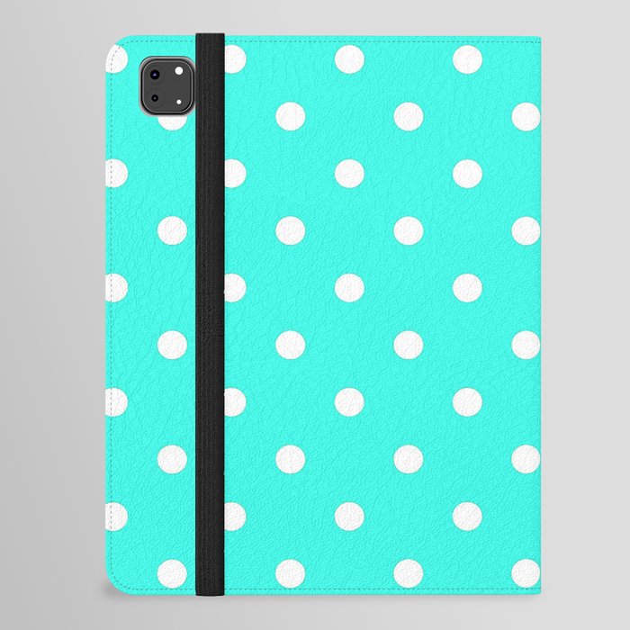 Tropical Blue & White Polka Dots iPad Folio Case