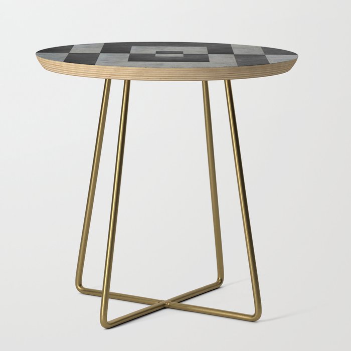 Black leather and concrete geometric Side Table