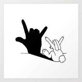 Rabbit Love Hand Shadow Art Print