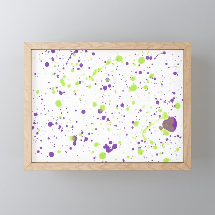 Splatter - Purple Chartreuse Colorway Framed Mini Art Print
