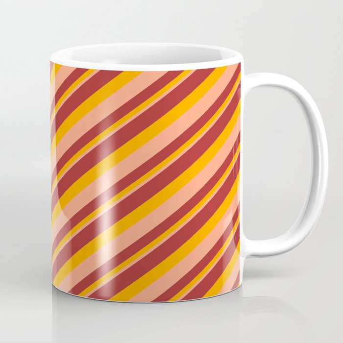 Brown, Orange & Light Salmon Colored Lines/Stripes Pattern Coffee Mug
