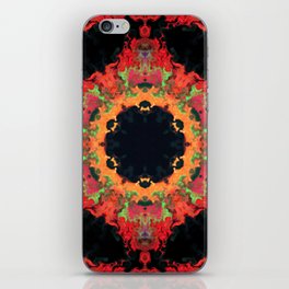 Psychedelic Kaleidoscope Flower Red Orange and Green iPhone Skin