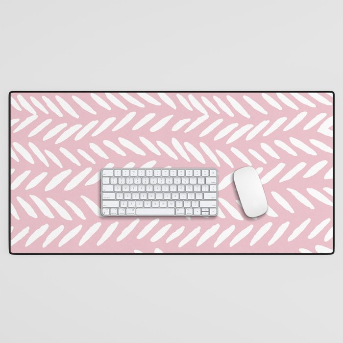 Knitting pattern - white on pink Desk Mat