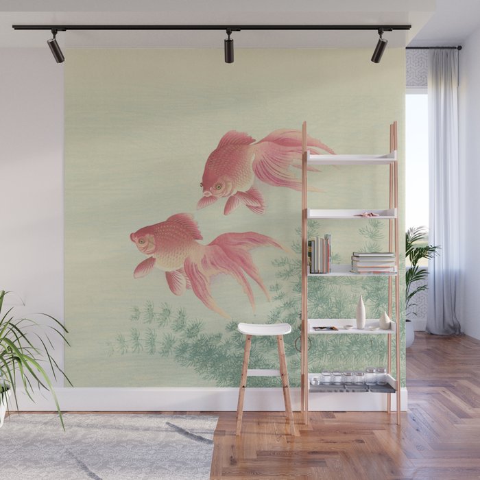 Goldfish Vintage Japanese Woodblock Print Wall Mural