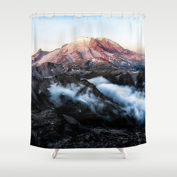 Mt Rainier from Fremont Shower Curtain