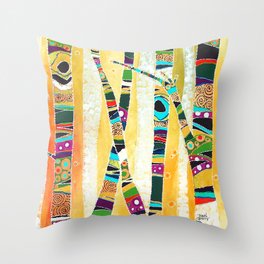 Runk Trees Birch Forest with Nest Throw Pillow