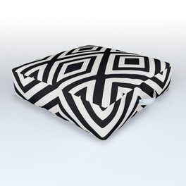 Black and White Modern Geometric Pattern Outdoor Floor Cushion