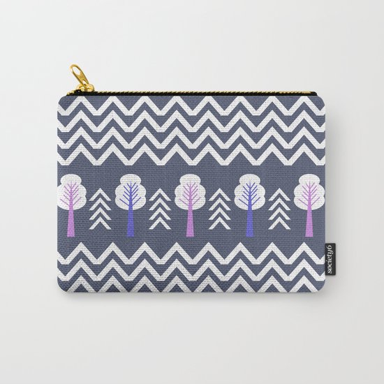 Trees and chevron in white Carry-All Pouch