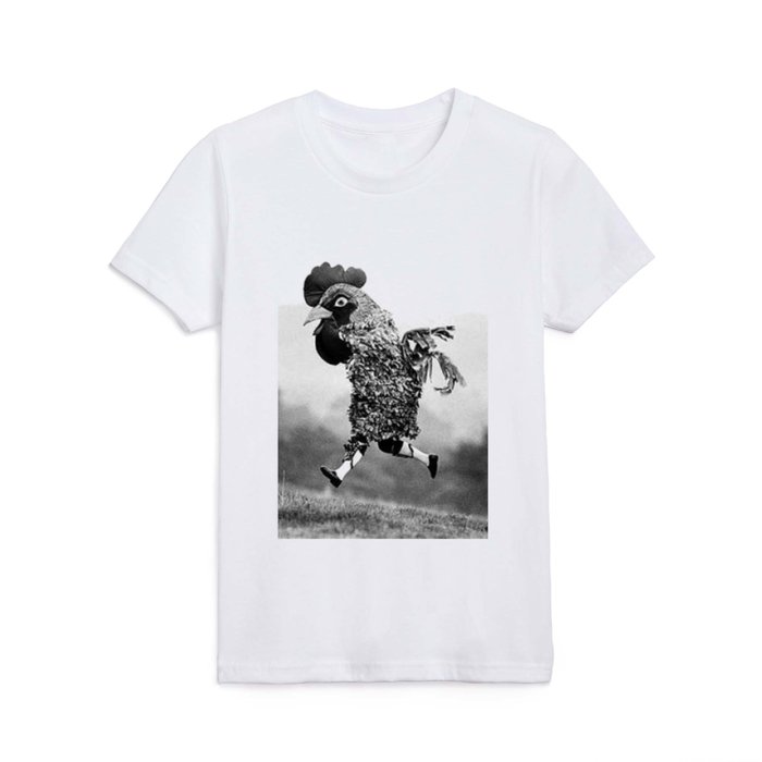 Signs Your Neighbor May Be Spending Too Much Time with his Chickens - black and white photograph Kids T Shirt
