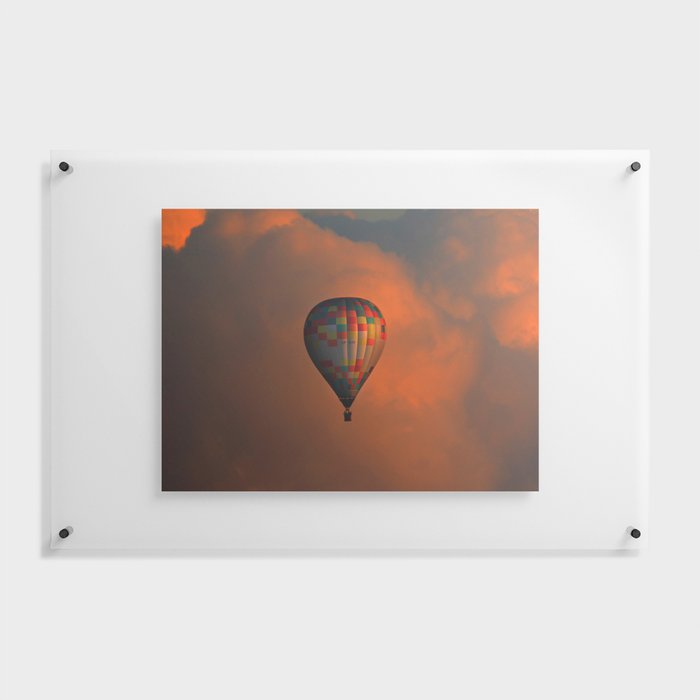Balloon flight at sunset Floating Acrylic Print