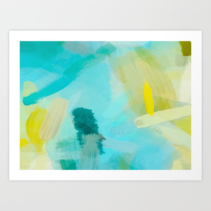 splash painting texture abstract background in blue and yellow Art