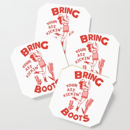 Bring Your Ass Kicking Boots! Cute & Cool Retro Cowgirl Design Coaster