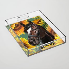 Horse with Sunflowers Acrylic Tray