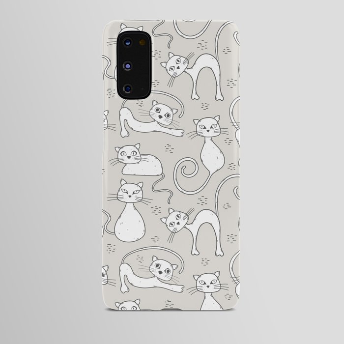 Light and neutral white cat pattern Android Case