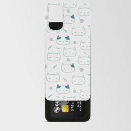 Green Blue Doodle Kitten Faces Pattern Android Card Case