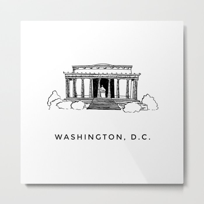 Lincoln Memorial DC Sketch Metal Print
