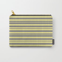 [ Thumbnail: Tan & Gray Colored Lines/Stripes Pattern Carry-All Pouch ]