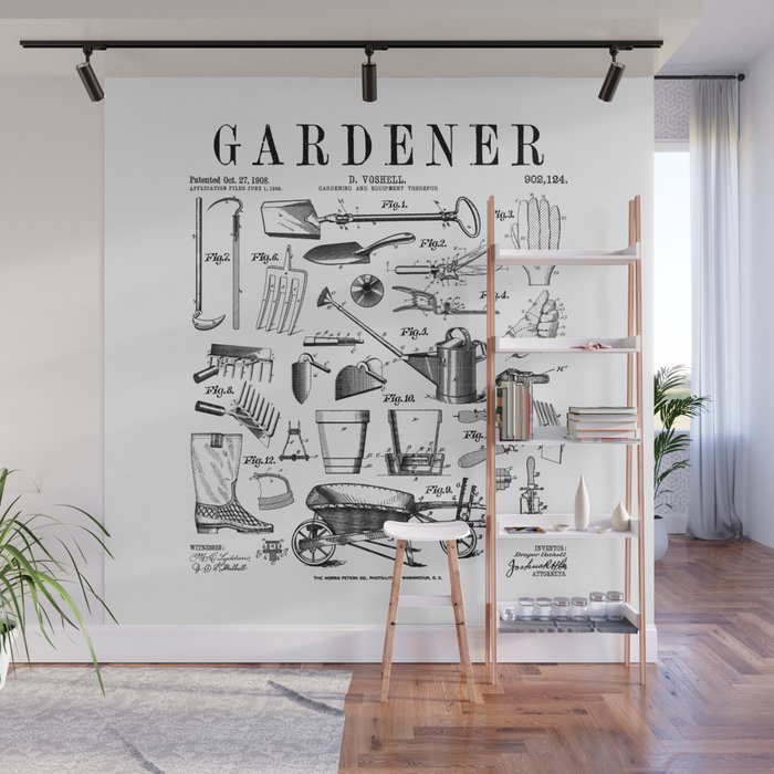 Gardener Gardening Garden Plant Tools Vintage Patent Print Wall Mural