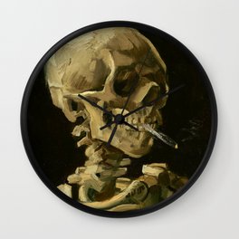 Skull with Burning Cigarette Wall Clock