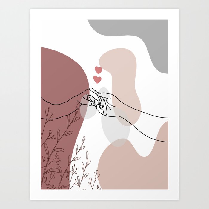 Romantic couple pinky promise line art, pinky swear contour drawings,  minimalist lovers, Version 1/9 Drawing by Mounir Khalfouf - Pixels