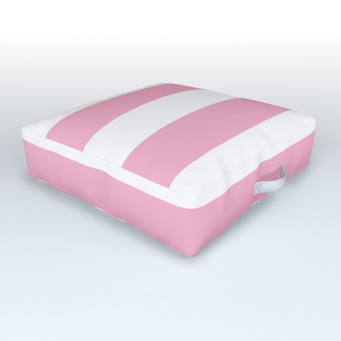 Nadeshiko pink - solid color - white stripes pattern Outdoor Floor Cushion