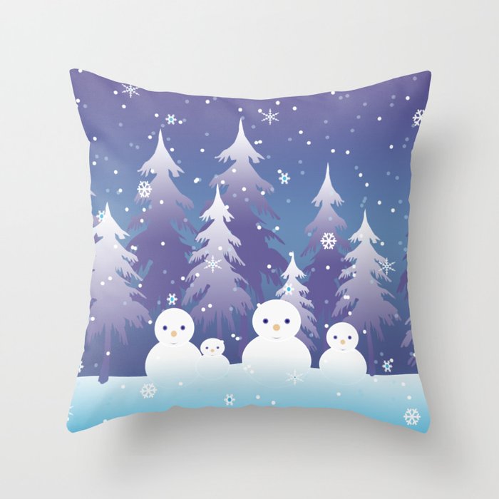 Wintry Forest Wonderland | Snowdrift Snow Family Throw Pillow