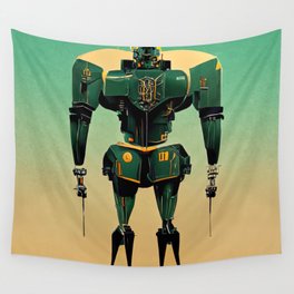 Retro-Futurist Robot Wall Tapestry