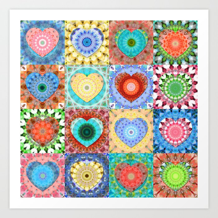 Colorful Mandala Love - Romantic Art by Sharon Cummings Art Print