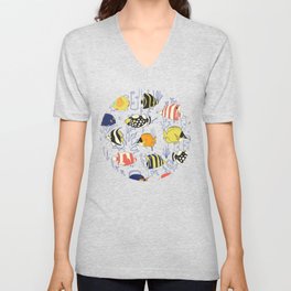Exotic School Of Reef Fish V Neck T Shirt