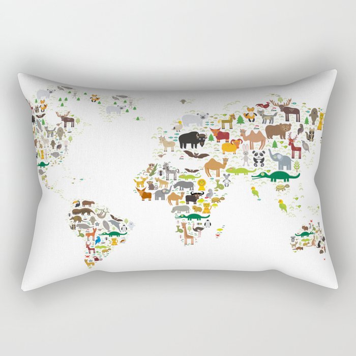 Cartoon Animal World Map For Children And Kids Animals From All