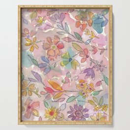 Light Pink Floral Watercolor Serving Tray