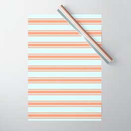 [ Thumbnail: Light Cyan and Light Salmon Colored Stripes/Lines Pattern Wrapping Paper ]