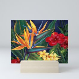 Tropical Paradise Hawaiian Floral Illustration Mini Art Print