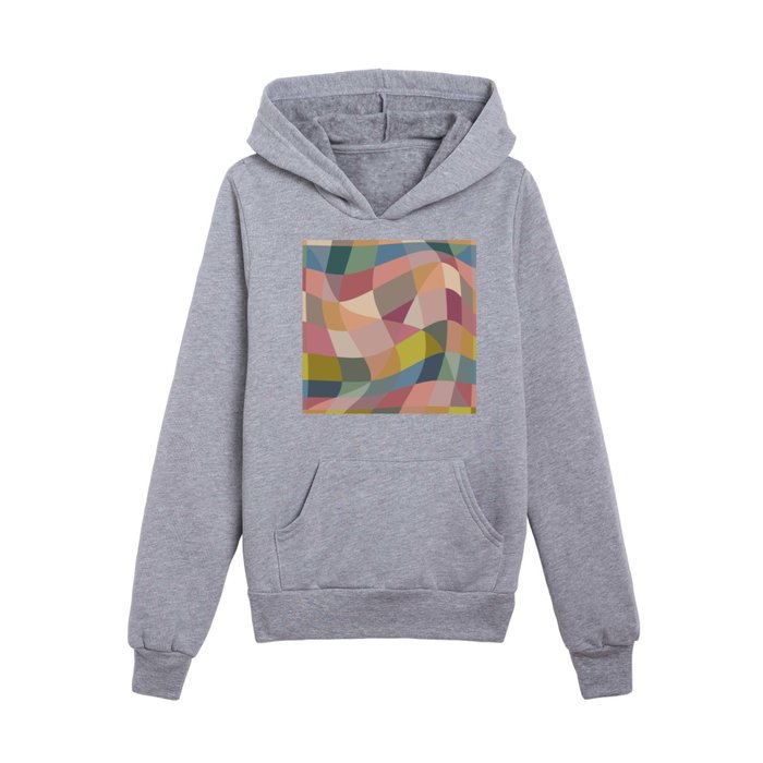 Muted rainboe checkered pattern Kids Pullover Hoodie