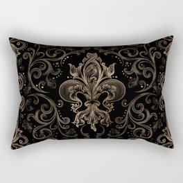 Fleur-de-lis ornament Black and Gold Rectangular Pillow