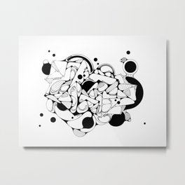 FREEHAND 002 Metal Print | Mixed Media, Illustration, Black and White, Abstract 