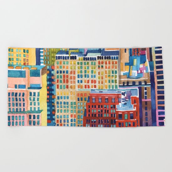 New York buildings Beach Towel