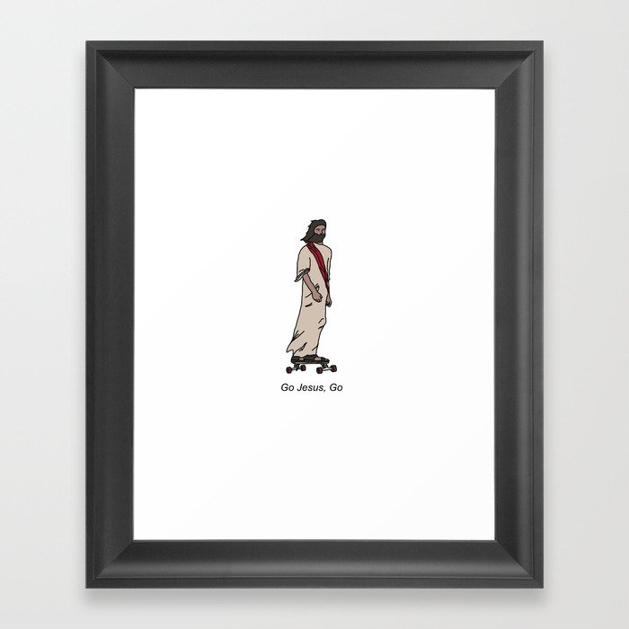 Jesus on a Skateboard Framed Art Print