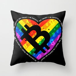 Bitcoin Crypto Rainbow Crypto Colorful Throw Pillow