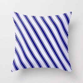 [ Thumbnail: Lavender & Dark Blue Colored Striped Pattern Throw Pillow ]
