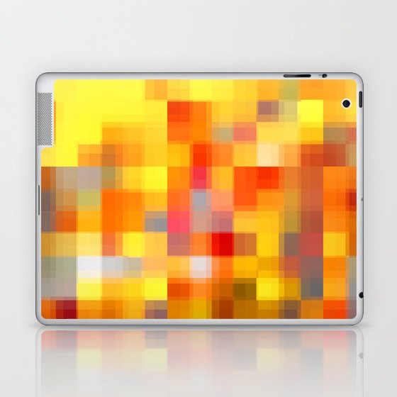 graphic design geometric pixel square pattern abstract in red yellow brown Laptop & iPad Skin
