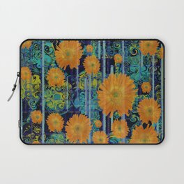 Orange Wildflower Pinstripe Paisley  Laptop Sleeve