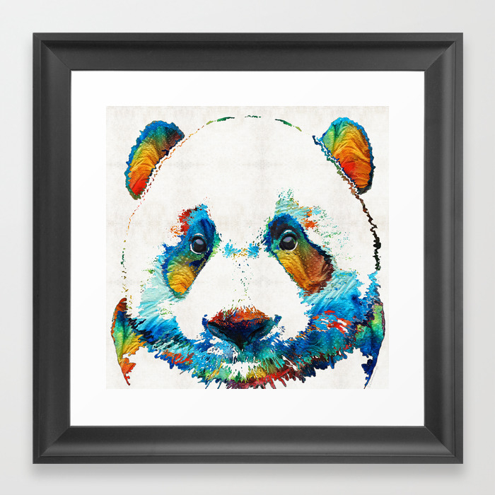 Colorful Panda Bear Art By Sharon Cummings Framed Art Print By