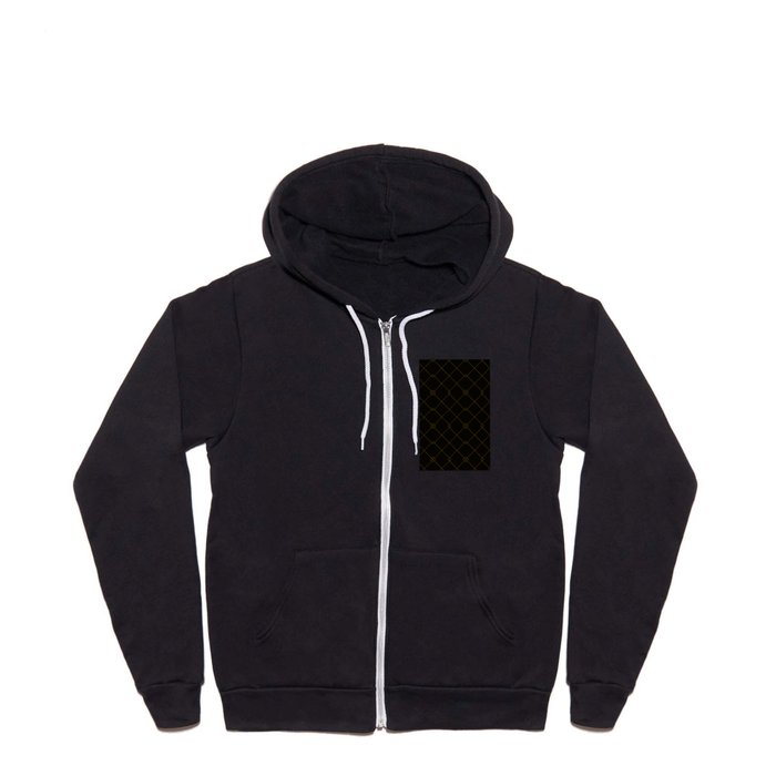 Trendy Black Gold Squares Collection Full Zip Hoodie