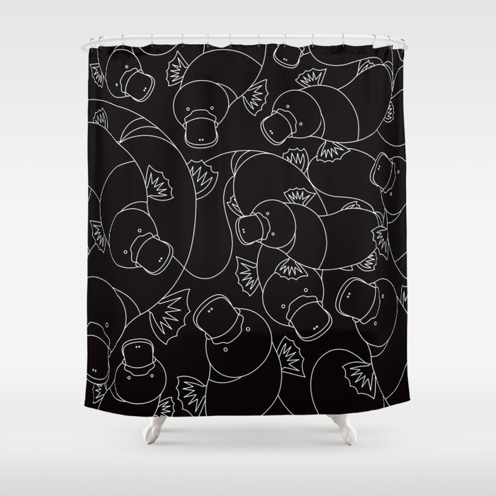 Minimalist Platypus Black and White Shower Curtain