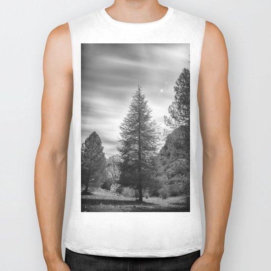 "Looking for the sky" Into the woods... BW Biker Tank