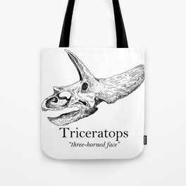 Triceratops "Three horned face" Tote Bag