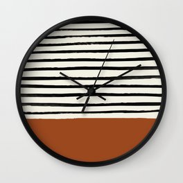 Burnt Orange Wall Clocks Society6 Burnt Orange X Stripes Wall Clock