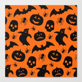 Halloween Spooky Trick-Or-Treat Orange & Black Canvas Print