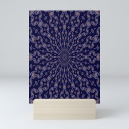 Radial Pattern In Blue and Pale Peach Mini Art Print